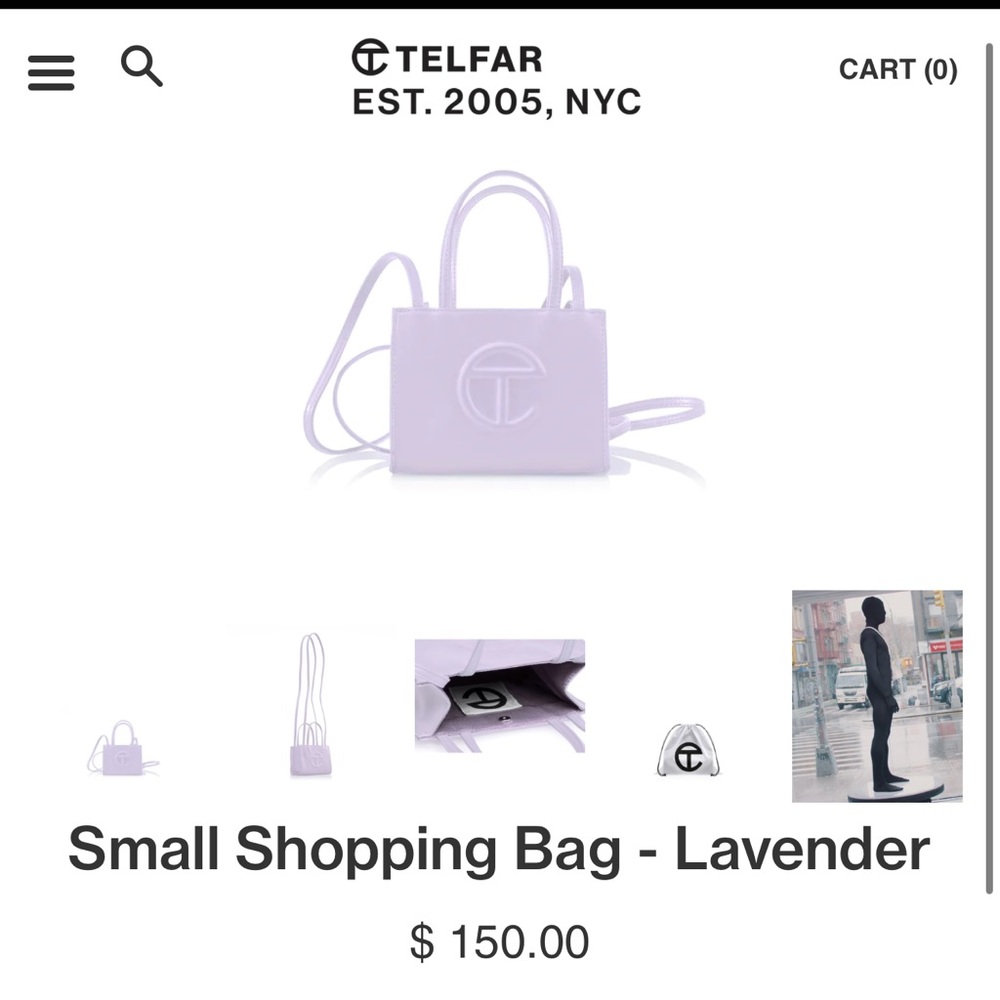 Telfar small shopping bag in Lavendar, worn three times total, great condition